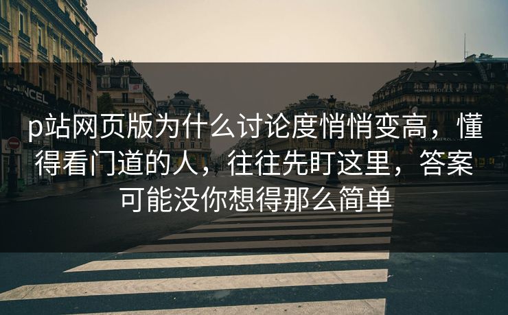 p站网页版为什么讨论度悄悄变高，懂得看门道的人，往往先盯这里，答案可能没你想得那么简单